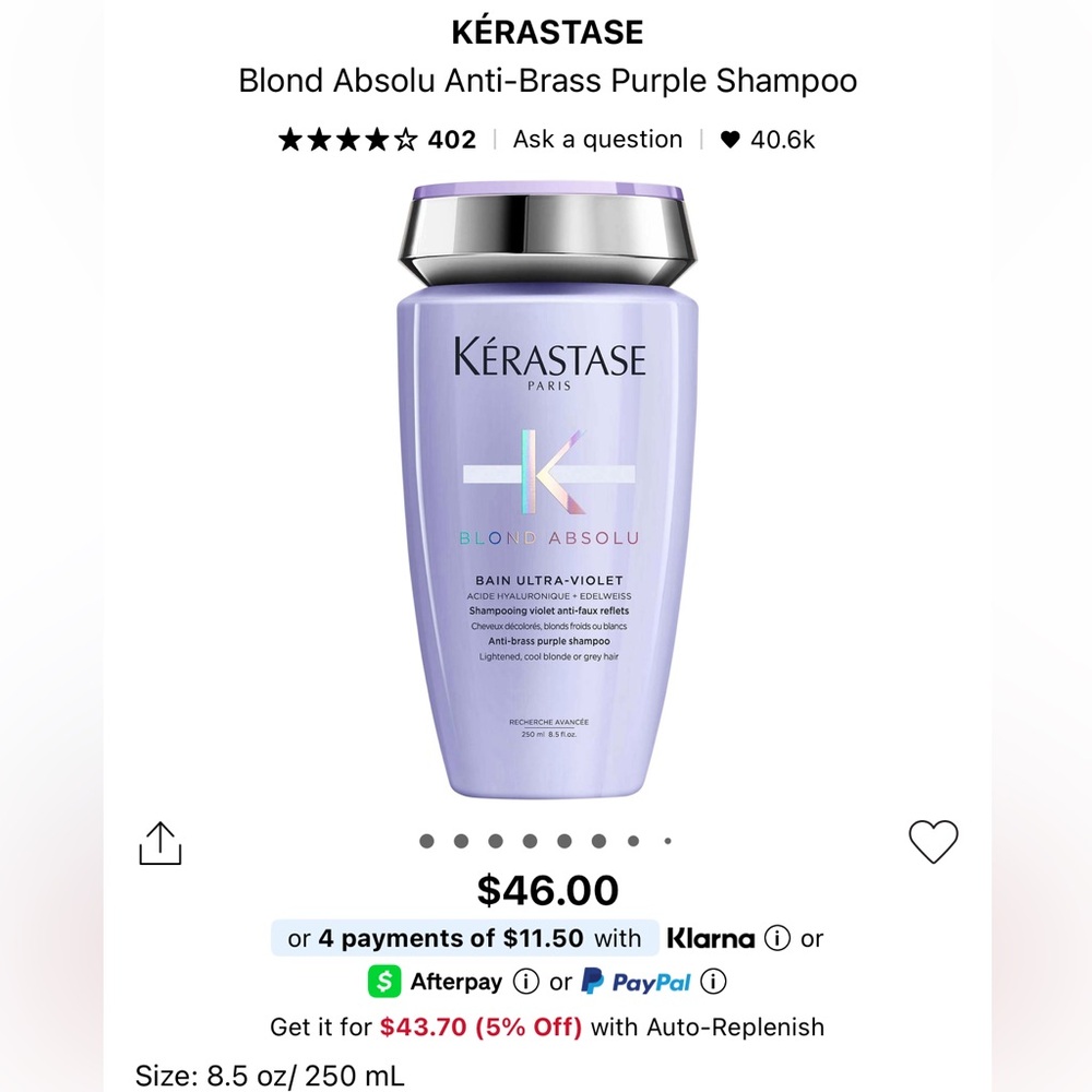 Kerastase Blond Absolu Anti-Brass Purple Shampoo 8.5 oz